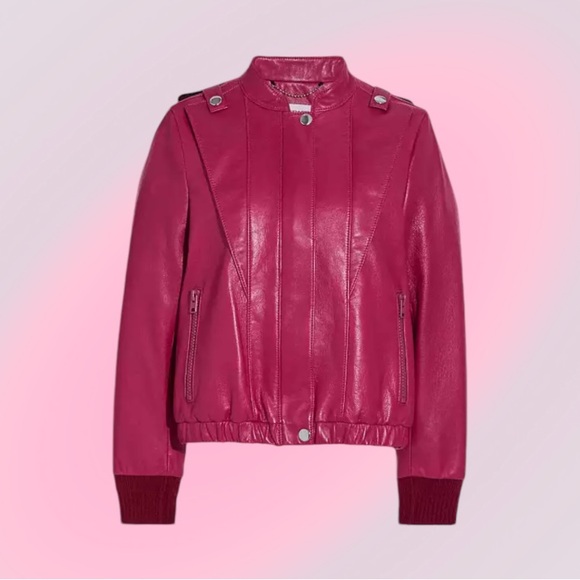 Coach Satin Leather Blouson Jacket Size 10